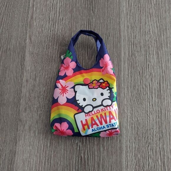 Hawaii Hello Kitty Reusable Packable ECO Shopper Tote Bag 16"x 13" Rainbow - Picture 4 of 7